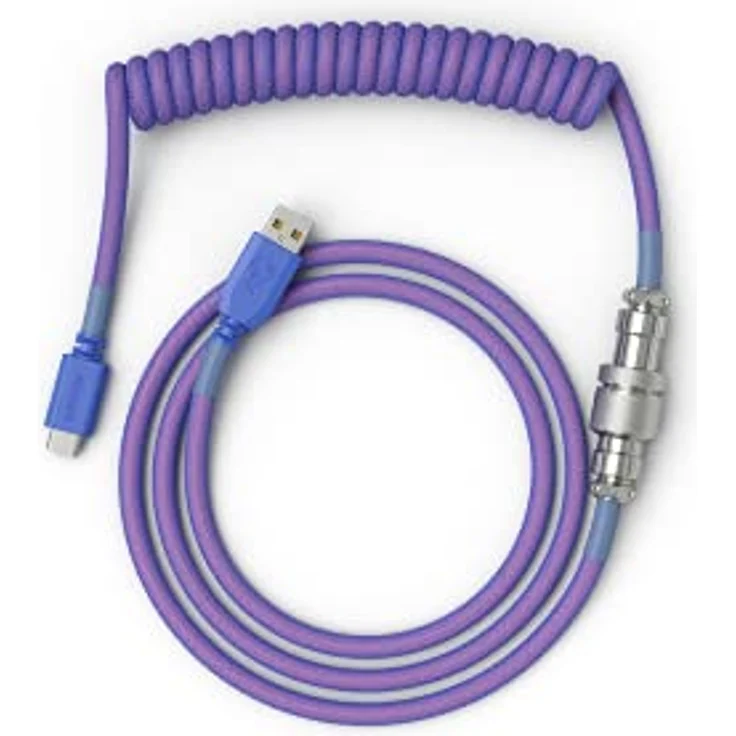 Glorious PC Gaming Race Coiled Cable Nebula, USB-C auf USB-A Spiralkabel, USB C Kabel Spiralkabel, Coiled Cable Keyboard mit Aviator Plug, 1,37 Meters, Ordentlich USB C Spiralkabel, violett – Bild 1