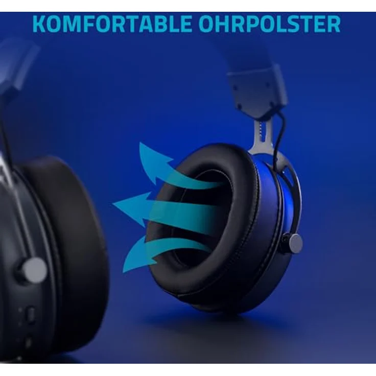 Rapoo VH800 kabelloses Gaming Over-Ear Headset, Flexibles Mikrofon, 46h Akku, Bluetooth/2,4Ghz - Space Grey – Bild 5
