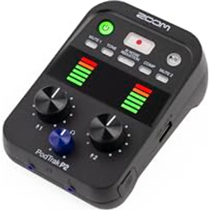 Zoom P2 PodTrak, tragbarer Podcast Recorder mit 2 x USB Mikrofoneingängen, AI Noise Reduction und Studio-Niveau Funktionen, schwarz – Bild 2
