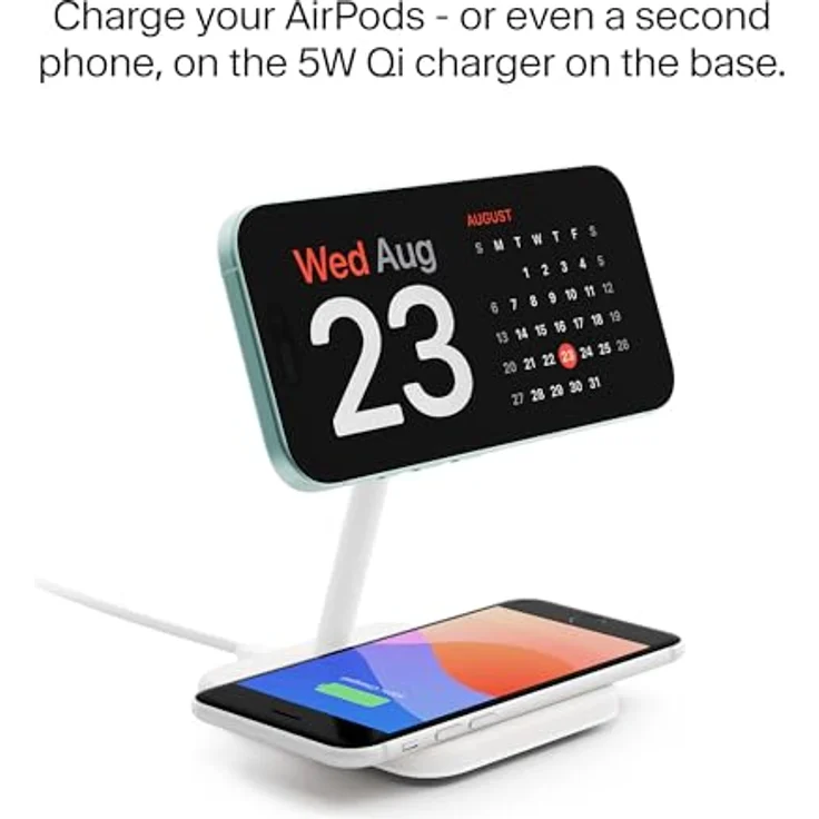 TwelveSouth HiRise 2 Deluxe (Qi2), 2-in-1 Wireless Charger mit 15W MagSafe, Weiss – Bild 6
