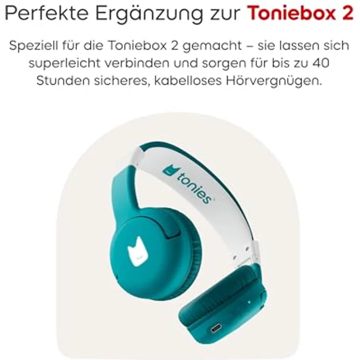 OTTO tonies Lauscher 2 - Meeresgrün, Bluetooth Kopfhörer mit NFC und 40 Stunden Akkulaufzeit – Bild 4