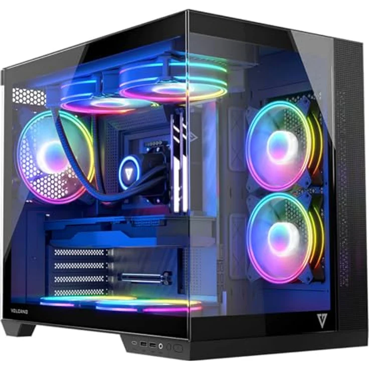 Modecom ATX Volcano Panorama Apex ARGB 7F Midi Halb-Tower-Gehäuse grau, mehrfarbig, 52,5 x 38,5 x 44,5 cm – Bild 2