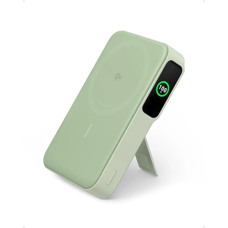 Anker MagGo Power Bank, Qi2-zertifiziertes 15W schnelles MagSafe-kompatibles mobiles Ladegerät, 10.000mAh Akku, Smartes Display & klappbarer Ständer, Für iPhone 15/14/13/12, Inkl. USB-C Kabel – Bild 1