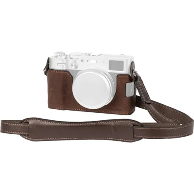 SMALLRIG Half Leather Case Kit X100VI Halbledertasche Set mit Schultergurt, Retro-Stil aus Leder, Aluminiumrahmen, für FUJIFILM X100VI (Braun) - 4699
