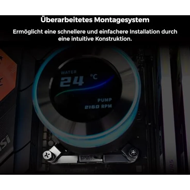 Lian-Li Hydroshift II LCD-C 360TL ARGB, CPU Wasserkühler mit 12 cm Lüftern, variabler Geschwindigkeit 200-2600 RPM, ARGB-Beleuchtung, Schwarz – Bild 6