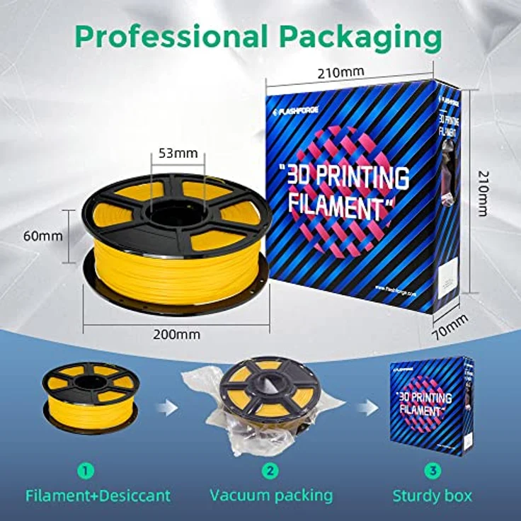 FLASHFORGE ABS PRO 3D-Drucker-Filament, Robuste und Hitzebeständige 1kg Spule (Gelb), Maßgenauigkeit +/- 0,02 mm, Verstopfungsfrei und Langlebig – Bild 5