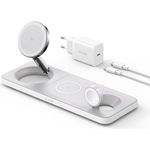 Anker MagGo Faltbare 3-in-1 Kabellose Ladestation, Qi2-zertifiziertes ultraschnelles 15W kabelloses Ladegerät für iPhone 16/15/14/13/12, AirPods Pro, Apple Watch Ultra (Mit USB-C Ladegerät + Kabel)