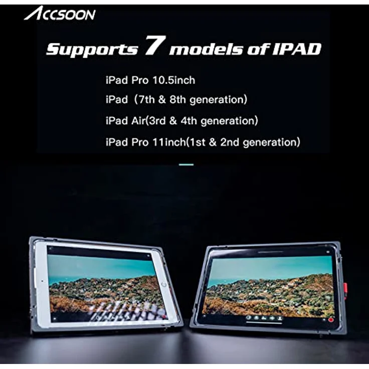 Accsoon Power cage iPad-Rahmenhalterung/Monitore, Anschluss an EIN drahtloses Videoübertragungssystem, lädt iPad mit externem Akku der NP-F-Serie passend für 10,9" iPad/iPad Air – Bild 4