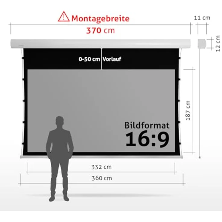 ESMART Expert XTS Tension Leinwand 332 x 187 cm (150'') 16:9 GRAU – Bild 3