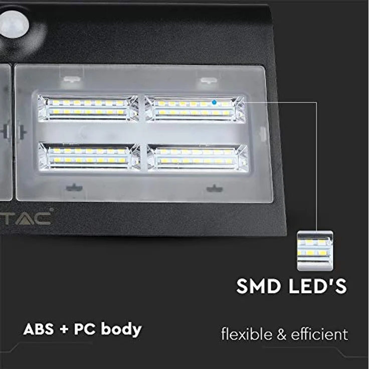 V-TAC Solar-Wandstrahler mit Bewegungsmelder VT-767-7-B 8279 LED 7.00W Tageslichtweiß Schwarz – Bild 5