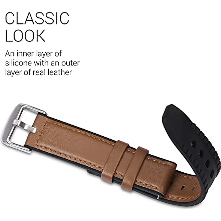 kwmobile Leder Uhrenarmband für Huawei Watch GT/GT2/GT3 (46mm) - Ersatzarmband mit Uhrenverschluss, braun schwarz, einzigartige Patina und variable Größe (14,7 - 22 cm) – Bild 4