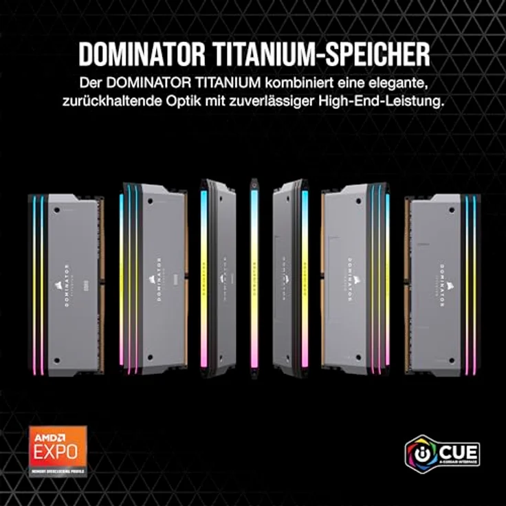 CORSAIR Dominator Titanium RGB DDR5 RAM 64GB (2x32GB) DDR5 6000MHz CL30 AMD Expo iCUE-Kompatibler Computerspeicher - Grau (CMP64GX5M2B6000Z30) – Bild 2