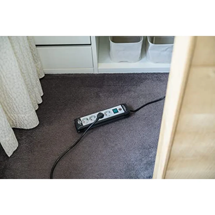 Brennenstuhl Premium-Line, Steckdosenleiste 4-fach (Steckerleiste mit Schalter und 5m Kabel - 45° Anordnung der Steckdosen, Made in Germany) schwarz-grau – Bild 5
