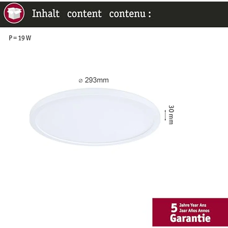 Paulmann 71157 LED Panel Atria Shine Backlight IP44 rund 293mm 16W 1600lm 4000K Weiß Deckenleuchte – Bild 5