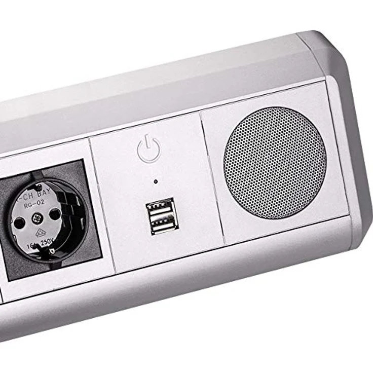 SO-TECH® Stereo Bluetooth Lautsprecher TOBO Soundbox mit 2 Schuko Steckdosen und zwei USB Ports zum Aufladen von Smartphones - Design trifft auf Funktion – Bild 4