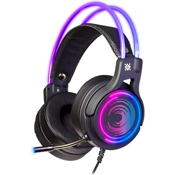 Defender® Gaming Headset, 7.1 Surround Sound, Gaming Kopfhörer PC mit Kabel für PS4, Laptop, Over-Ear-Kopfhörer mit Noise-Cancelling-Mikrofon, Headset Mit Mikrofon, LED-Licht, Schwarz – Bild 1