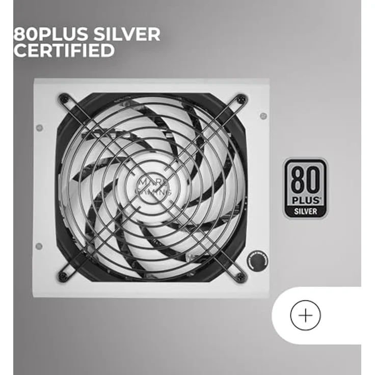 MARSGAMING MPZE750M, Modulares ATX 750W Netzteil, 10 Jahre Garantie, 80Plus Silber +87% Wirkungsgrad, AI-RPM Lüfter, Japanische 105º Kondensatoren, Weiß – Bild 5