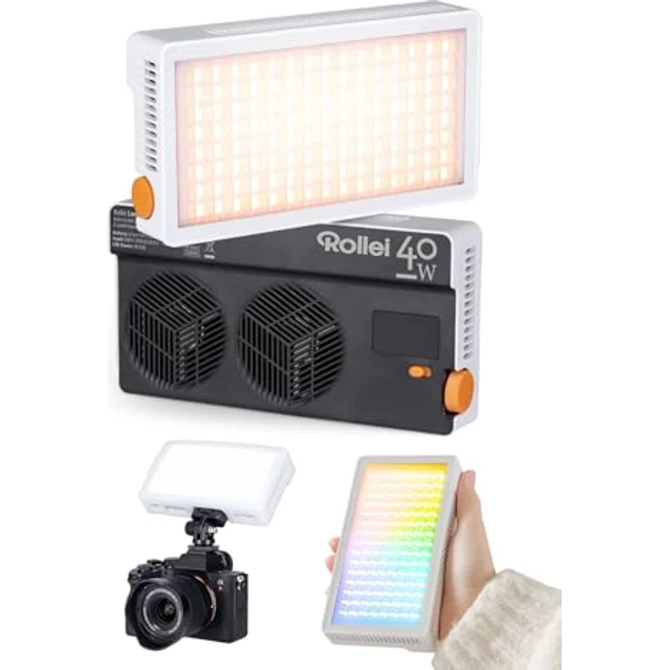 Rollei Lumis 40W RGB Led Videoleuchte, Kamera Licht mit Eingebautem Akku und Typ-C-Aufladung, 5645 Lux CRI/TLCI 97+, 263g Fotolampe für Fotostudios Live Streaming YouTube TikTok – Bild 1