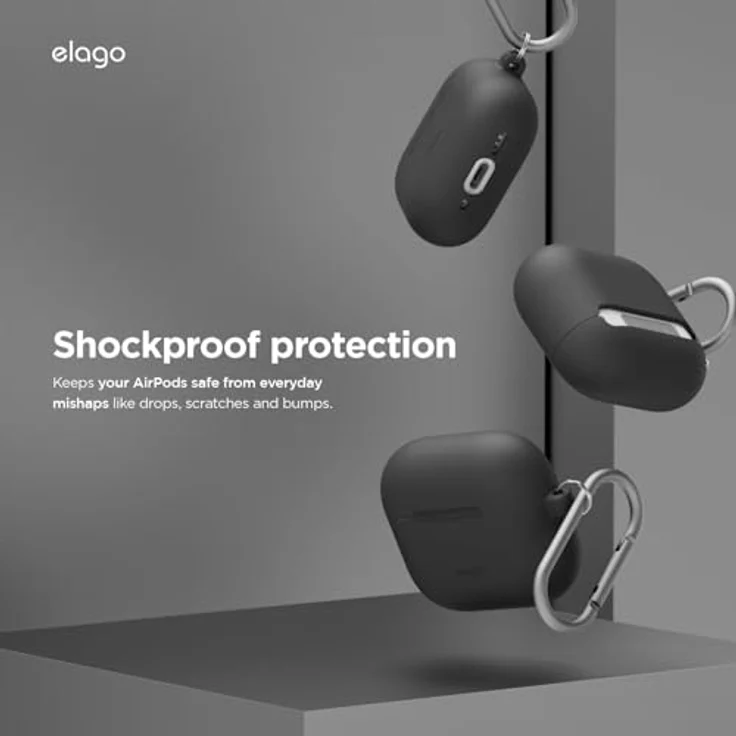 elago Silikon Hülle Kompatibel mit AirPods 4. Generation - Stoßfest, Voller Schutz, Karabiner Inklusive – Bild 4