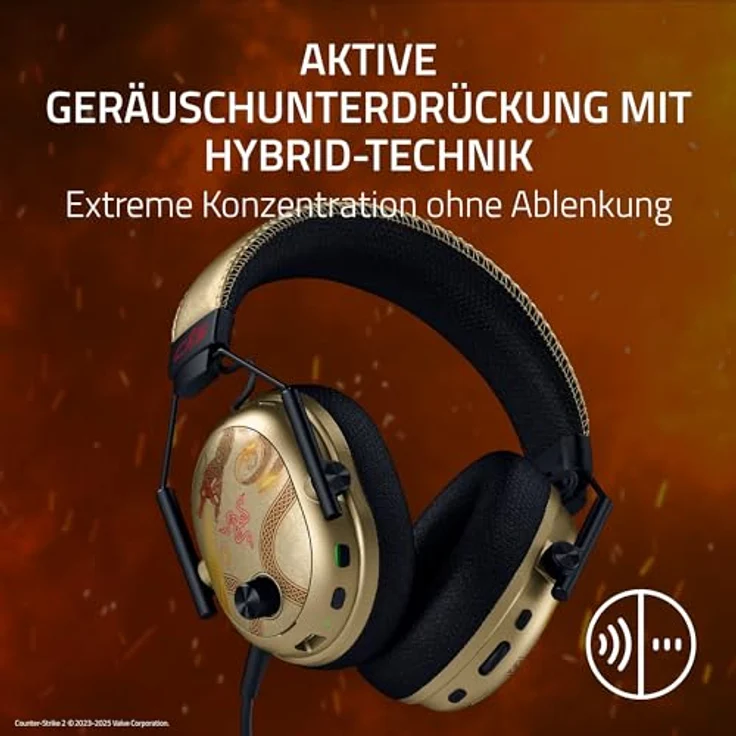 Razer BlackShark V3 Pro CS2, Kabelloses E-Sport-Headset mit Geräuschunterdrückung, 50mm Treiber, abnehmbares Mikrofon, HyperSpeed 2,4 GHz & Bluetooth, FPS-Profile, PC/Mac, Dragon Lore – Bild 5
