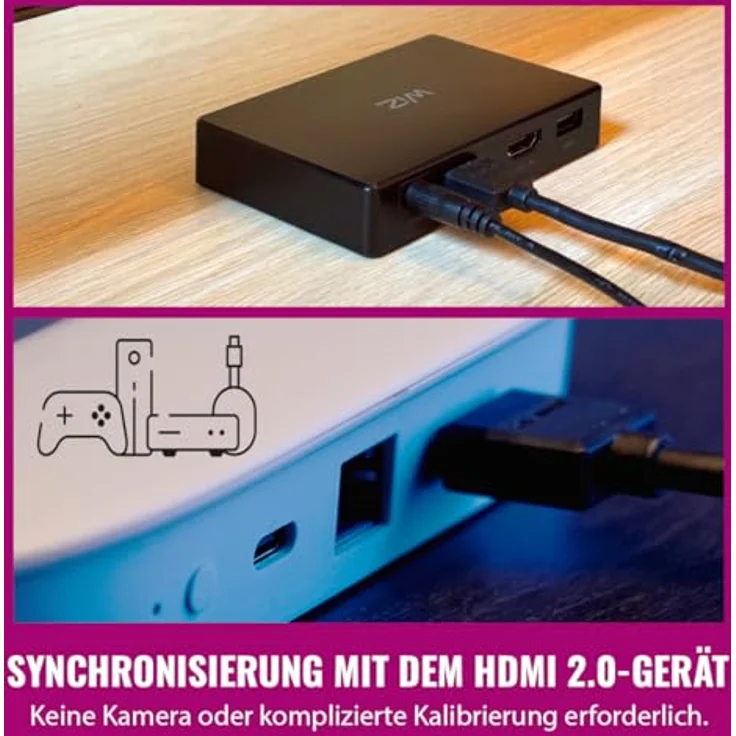 WiZ HDMI Sync Box mit TV Beleuchtung, 4K 60Hz Unterstützung, RGBIC LED Strip für 55-65 Zoll, App-/Sprachsteuerung, kompatibel mit Google & Alexa – Bild 5