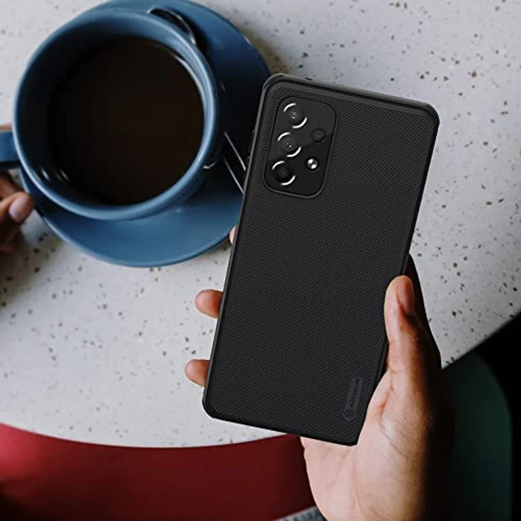 Nillkin Super Frosted Shield Pro, Robuste Handyhülle für Samsung Galaxy A73, Schwarz, Schutz vor Sturzschäden, TPU-Rahmen und PC-Rückseite, Stoßabsorbierende Ecken – Bild 4