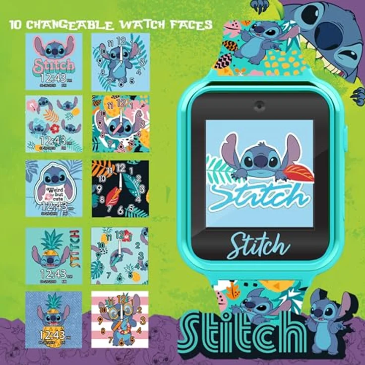 Accutime Disney Accutime Lilo and Stitch Interactive Kids smartwatch in Aqua Color with Selfie Camera, 6 Game, Sportuhr + Smartwatch – Bild 3