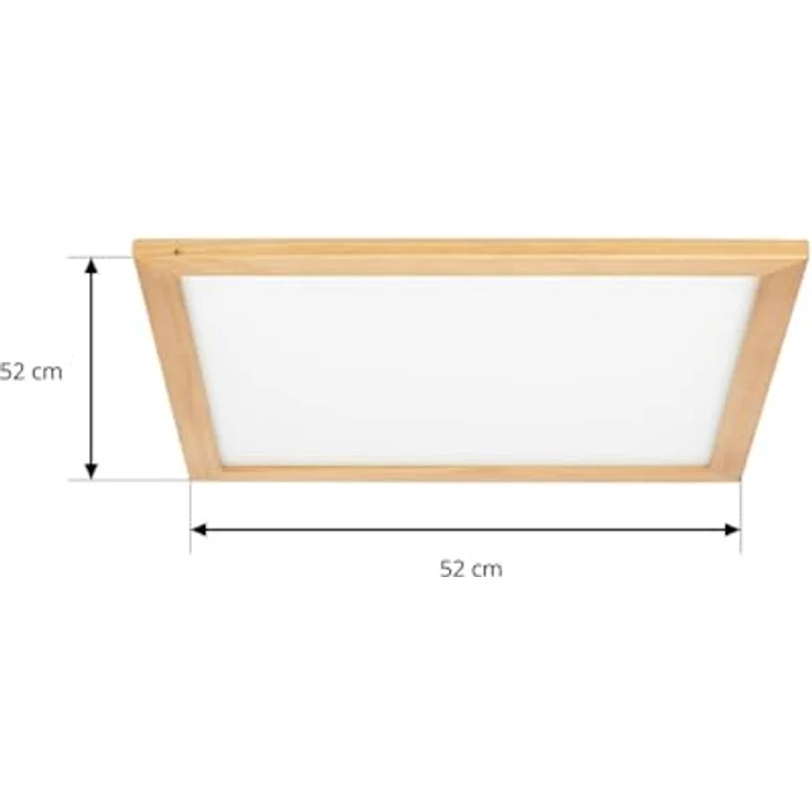 Lucande LED Deckenlampe Holz 52x52 cm, mit Fernbedienung, dimmbar, wechselbare Lichtfarbe (2700-6500K), 24W LED, Wohnzimmerlampe, Deckenleuchte Esszimmer in Natural Style – Bild 3