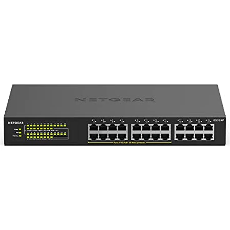 Netgear GS324P 24 Port Gigabit Ethernet LAN PoE Switch (mit 16x PoE+ 190W, Plug-and-Play, Desktop- oder Rack-Montage, robustes Metallgehäuse) – Bild 2