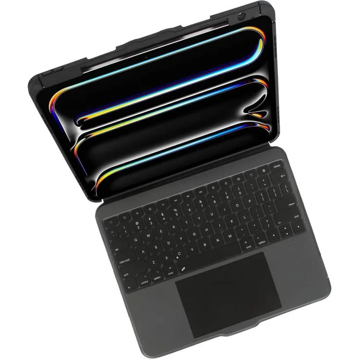Targus VersaVu Bluetooth Keyboard für iPad Pro 13 Zoll, Tablet-Tastatur mit Multi-Touch-Trackpad, 360°-Drehung und einstellbarer Hintergrundbeleuchtung, Schwarz