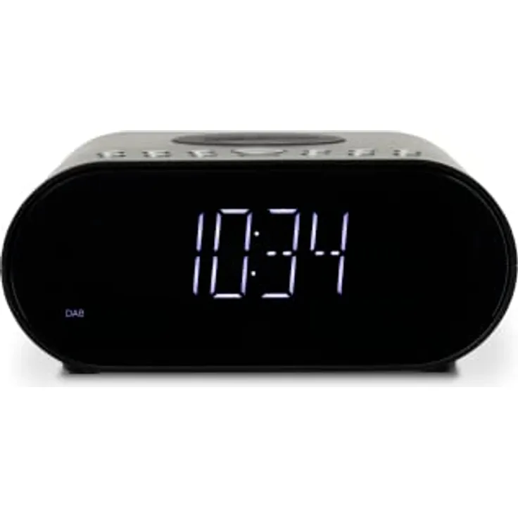 Roberts Ortus Charge Radio Wecker Dab+/FM/Bluetooth mit Qi Ladegerät, Schwarz - Radiowecker mit großem Display, dualen Alarmen und kabellosem Telefonladegerät
