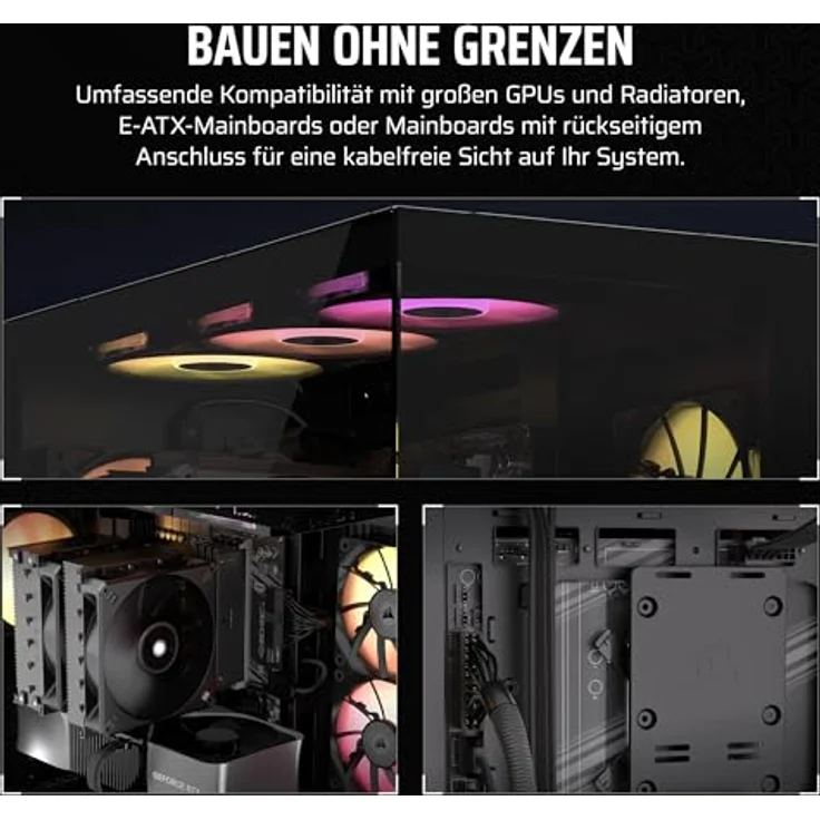Corsair iCUE LINK 3500X RGB Mid-Tower ATX PC-Gehäuse - Gehärtetes Panorama-Glas - Umgekehrte Verbindung Motherboard-Kompatibel - Schwarz – Bild 4