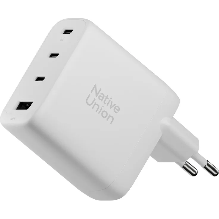 Native Union Fast GaN Charger, 100W Schnellladegerät mit 3 USB-C und 1 USB-A Port, weiß