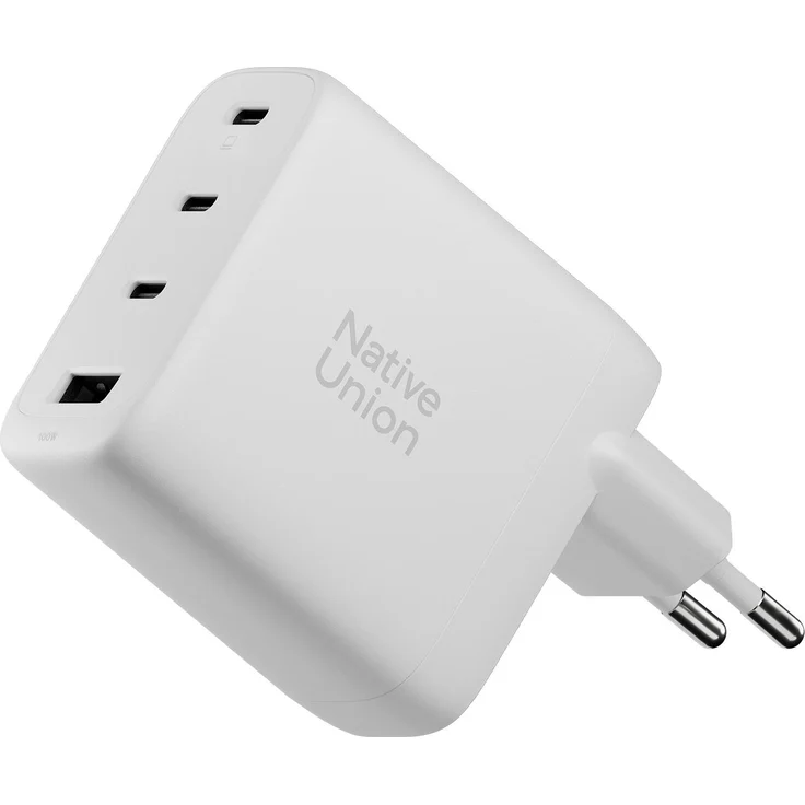 Native Union Fast GaN Charger, 100W Schnellladegerät mit 3 USB-C und 1 USB-A Port, weiß