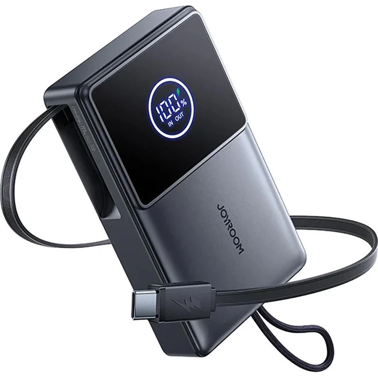 Joyroom JR-PR1 Powerbank 10000mAh, 22.5W Fast Charging mit ausziehbarem Type-C-Kabel, Schwarz