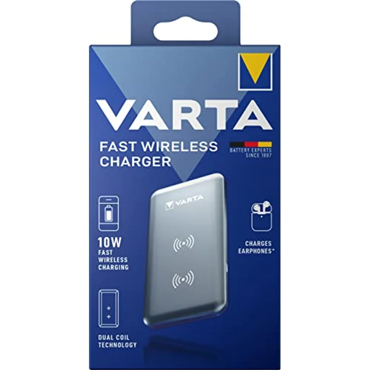 VARTA Fast Wireless Charger mit 10 Watt Schnellladefunktion, Qi-kompatibel, Doppelspulen Technologie, lädt Smartphones horizontal und vertikal – Bild 2