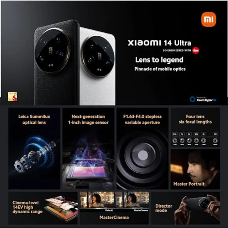 Xiaomi 14 Ultra Smartphone, 16+512GB Handy ohne Vertrag, 120Hz 6.73'' WQHD+ AMOLED Display, Leica Kamera, Snapdragon 8 Gen3, 5000mAh, 90W HyperCharge, Dual-SIM, Weiß – Bild 5
