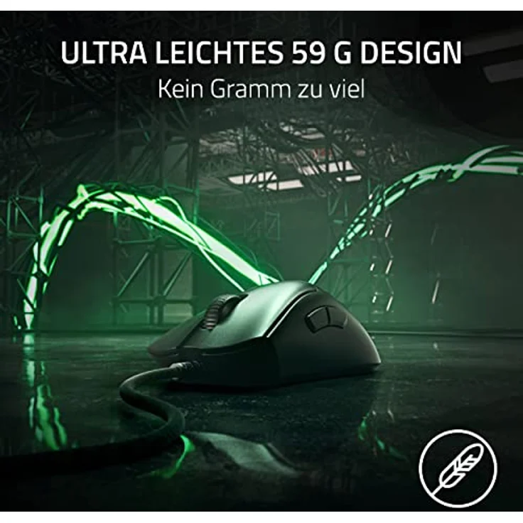 Razer DeathAdder V3 - Ergonomische Esports-Maus (59g Leichtes Design, Ergonomische Form, 30K Optischer Sensor, Optische Mausschalter Gen-3, 8000Hz HyperPolling-Technologie, Speedflex-Kabel) Schwarz – Bild 2