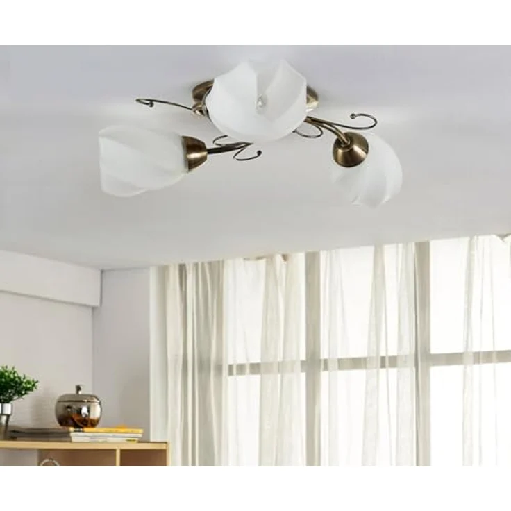 Lindby Deckenlampe 'Amedea' (Retro, Vintage, Antik) in Bronze aus Glas (3 flammig, E14) - Deckenleuchte, Lampe, Wohnzimmerleuchte – Bild 3