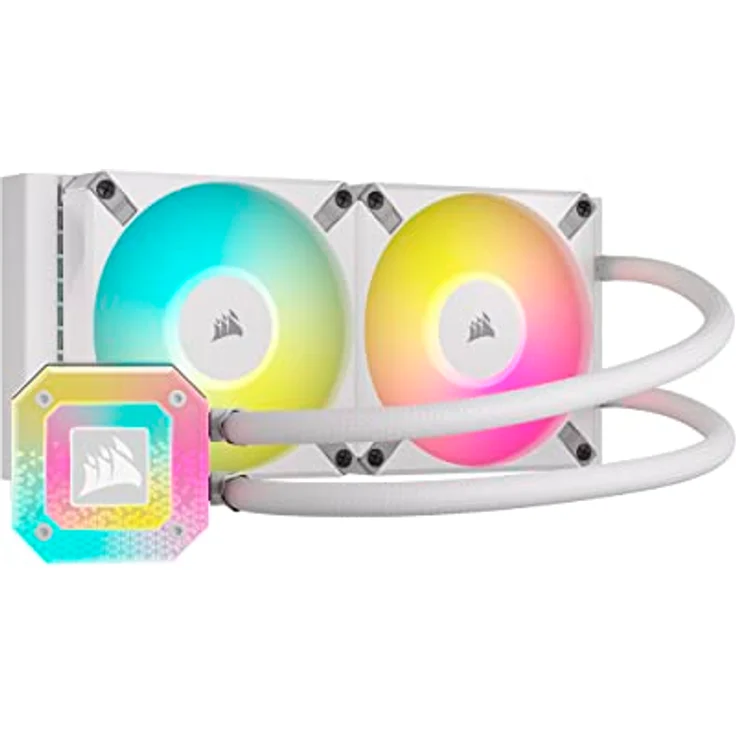 Corsair iCUE H100i Elite CAPELLIX XT Flüssig-CPU-Kühler - Zwei AF120 RGB Elite-Lüfter - 240-mm-Radiator - Intel LGA 1700, 1200, 115X, 2066, AMD AM5, AM4 - Inklusive iCUE Commander CORE - Weiß – Bild 1
