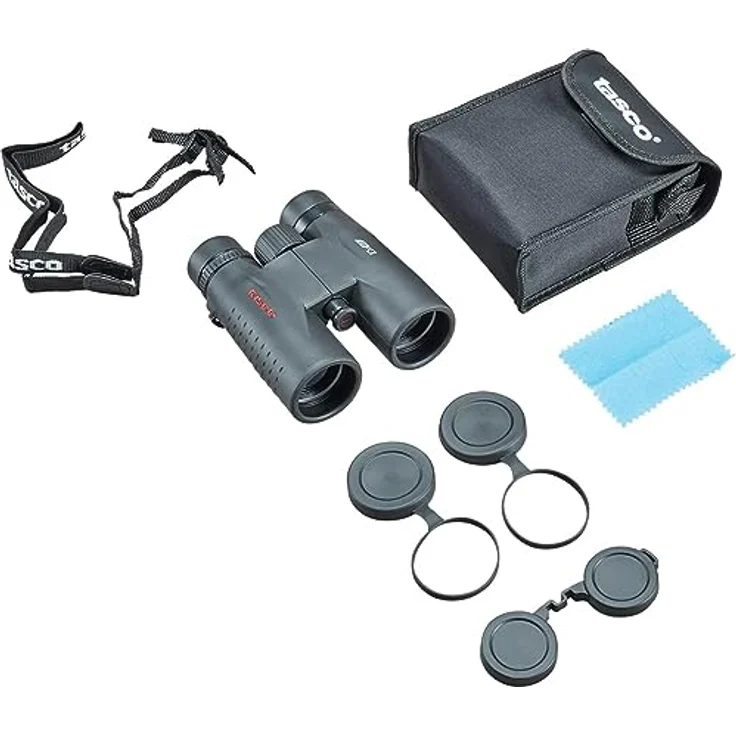 Tasco 10x42 Essentials, Kompaktes Fernglas mit 10-facher Vergrößerung, wetterfest und leicht (290g), inkl. Tragetasche und Reinigungstücher – Bild 2
