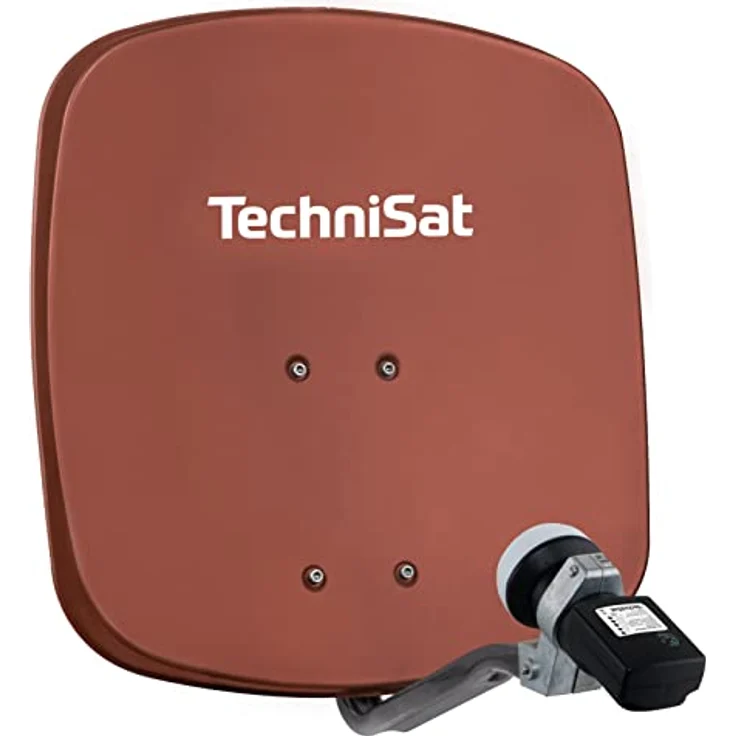 TechniSat DIGIDISH 45 – Satelliten-Schüssel für 1 Teilnehmer (45 cm kleine Sat Anlage - Komplettset mit Wandhalterung und Satfinder V/H-LNB) rot – Bild 1