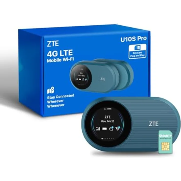 ZTE ZTE U10S Pro, 4G Mobiler WiFi6 Hotspot Router mit 3000-mAh-Akku und bis zu 32 Geräten, blau