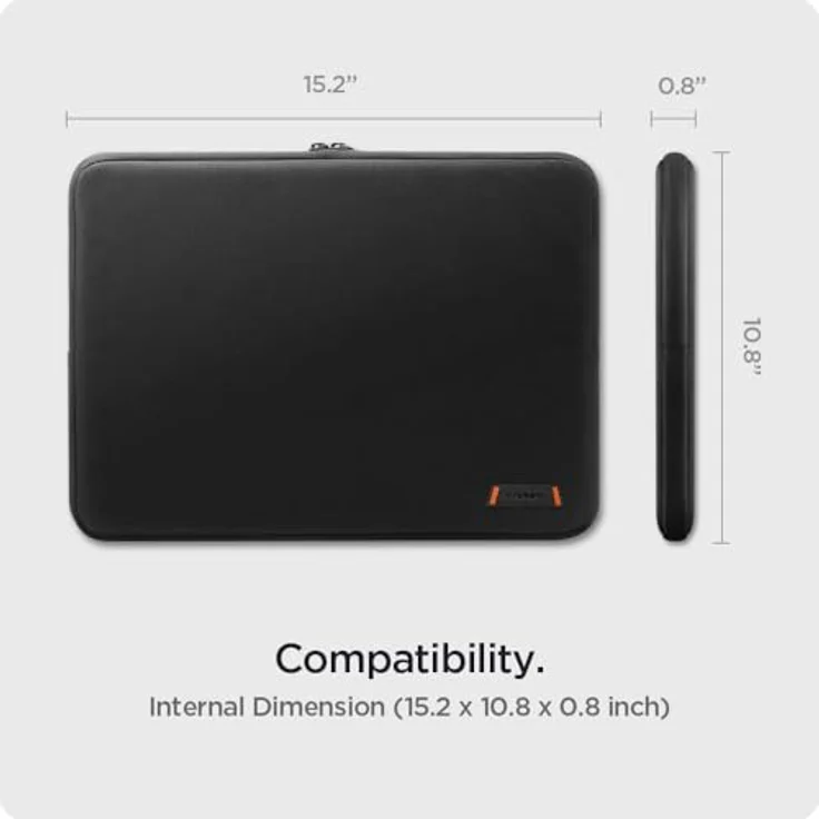 Spigen Basis Laptoptasche für 15-16 Zoll Laptophülle Schlank und Leicht - Kompatibel mit MacBook, HP, Surface, Dell, Lenovo, Asus und Allen 16 Zoll Laptops - Schwarz – Bild 2