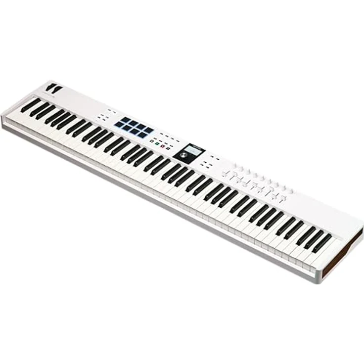 Arturia KeyLab Essential 88 mk3 Universal-MIDI-Controller-Keyboard für Musikproduktion - Weiß, inklusive Pro-Software, 88 Vollformat-Tasten, 9 Drehregler, 9 Fader, Modulations-/Bend-Räder und 8 Pads – Bild 3