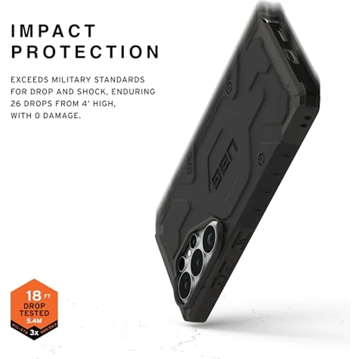 URBAN ARMOR GEAR Pathfinder MS Case für Samsung Galaxy S26 Ultra, sturzfest mit 5,5m Fallschutz, Magnetring, Wireless Charging kompatibel, schwarz – Bild 3