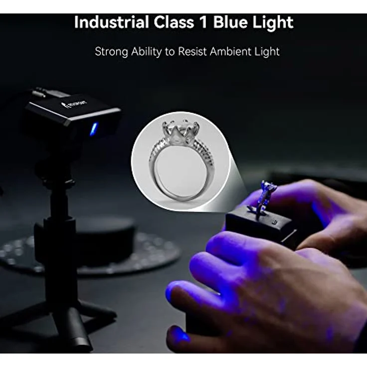 Revopoint Mini tragbarer 3D-Scanner mit doppelter Achse, flach, Genauigkeit 0,02 mm, blaues Licht, professioneller 3D-Scanner für 3D-Drucker, Schmuck, Dental, kleine Gegenstände – Bild 2