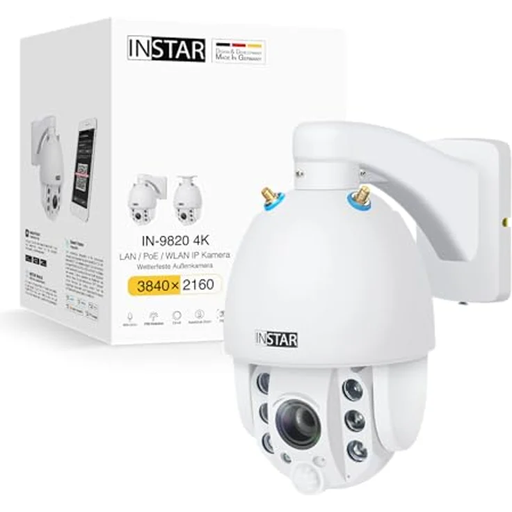 INSTAR IN-9820 4K Überwachungskamera Außen weiß, WLAN/LAN/PoE, PTZ 5x Zoom, intelligente Personenerkennung, Nachtsicht, 2-Wege-Audio, NDAA/TAA-konform – Bild 1