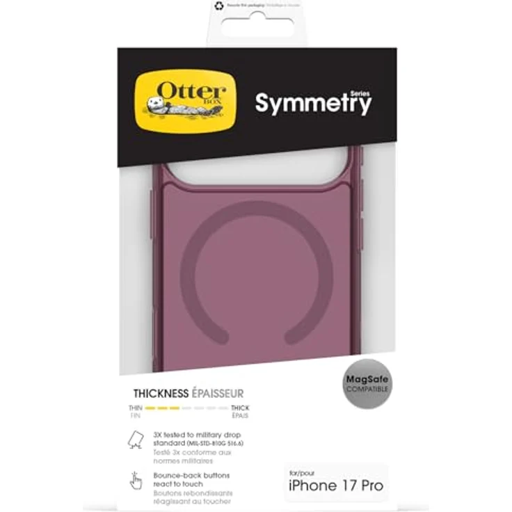 OtterBox Symmetry Clear MagSafe Camera Control, Smartphone Hülle für Apple iPhone 17 Pro mit Aufprallschutz, pink – Bild 5