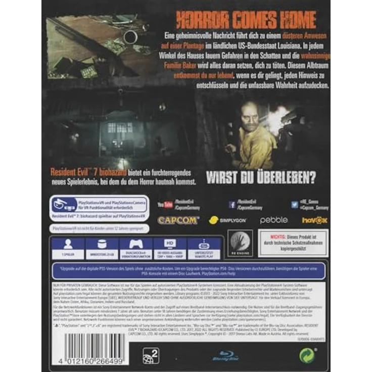 CAPCOM Resident Evil 7 biohazard, PS4-Spiel mit vollständiger PlayStationVR-Unterstützung und neuer Ego-Perspektive – Bild 2